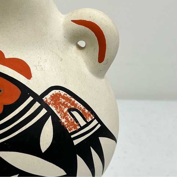 VTG Native American Jemez Pueblo Pottery Canteen Signed L. Toya Hand Painted - Picture 7 of 10